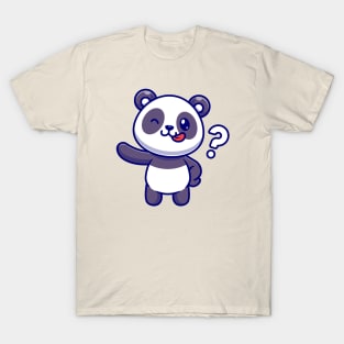 Cute Panda With Question Mark Cartoon T-Shirt